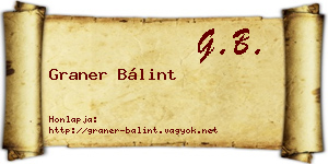 Graner Bálint névjegykártya